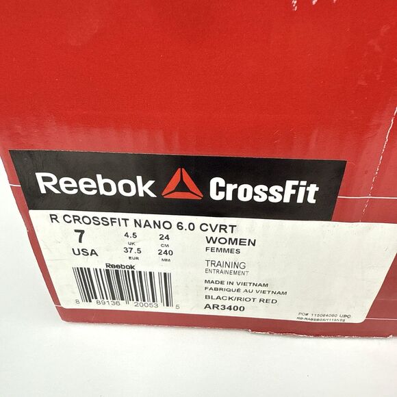 Reebok CrossFit Nano 6.0 CVRT Womens 7 Covert Black Riot Red Kevlar AR3400 NEW - Picture 3 of 12